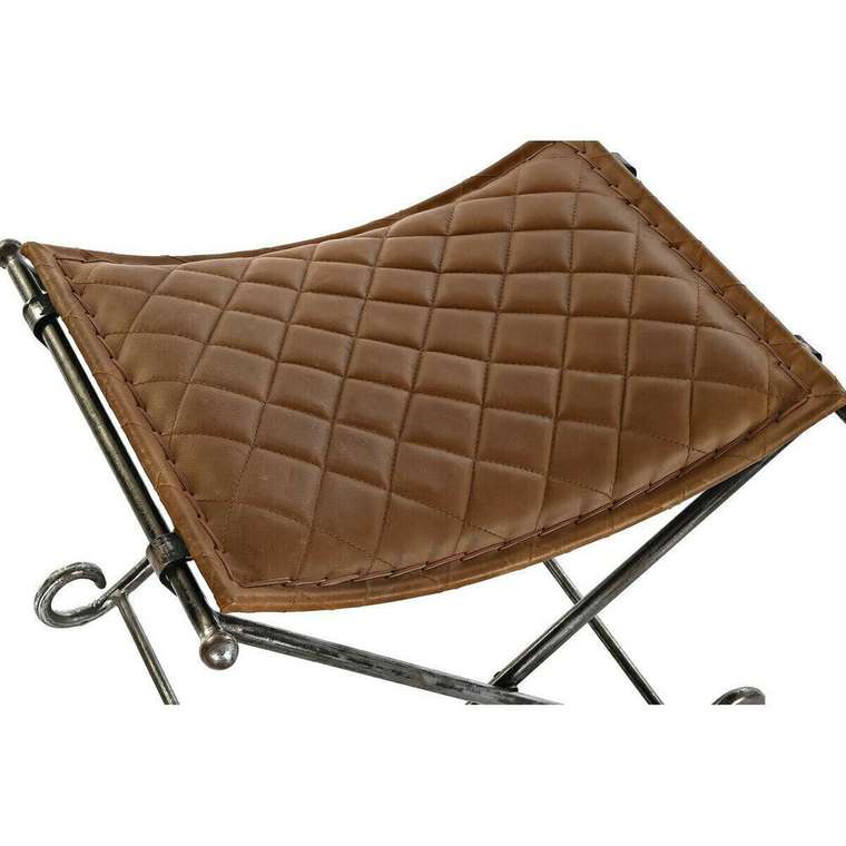 Подставка Foot-of-bed Bench Чёрный Металл Коричневый Кожа (53 x 45 x 44 cm)