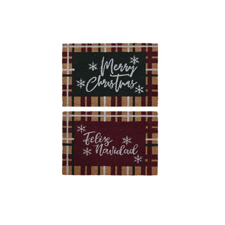 Дверной Коврик DKD Home Decor Белый Коричневый Красный Зеленый PVC Кокосовое волокно 60 x 40 x 1,5 см (2 штук)