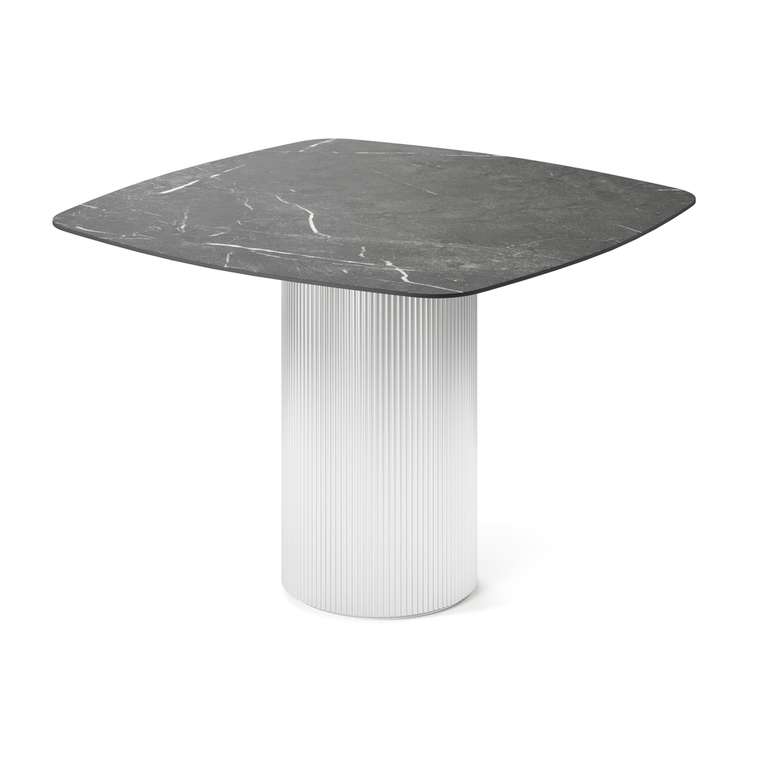 Обеденный стол квадратный Алия на серебряном основании