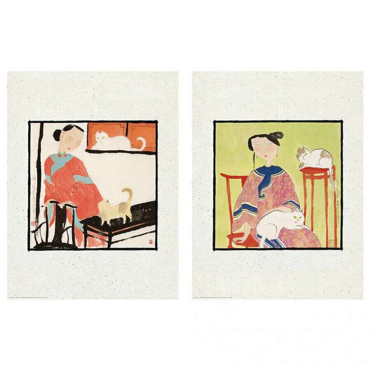 Картина, обнимающийся кот, 30х40 см