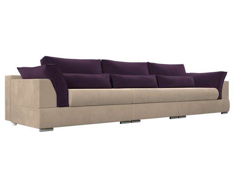 Прямой диван-кровать Пекин Long бежево-фиолетового цвета