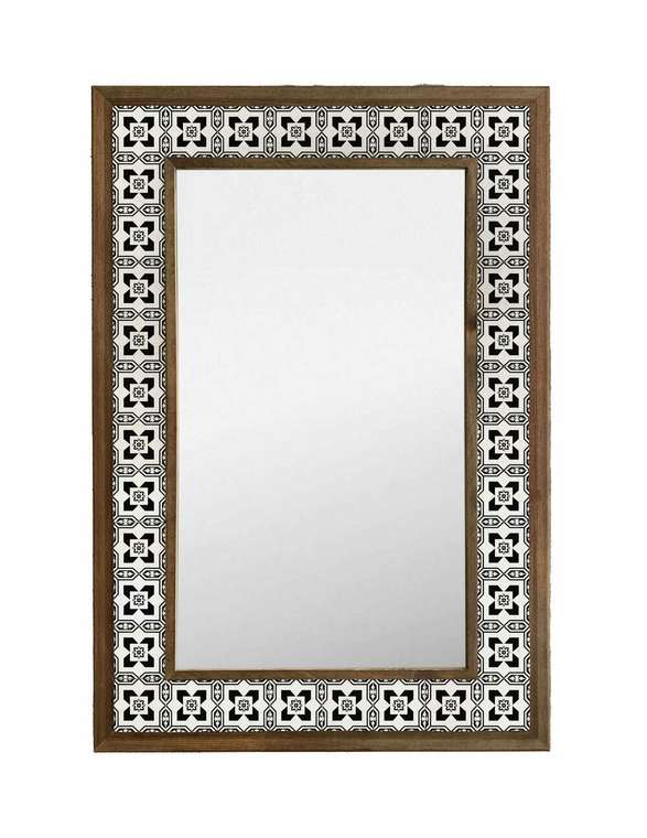 Настенное зеркало с каменной мозаикой 43x63 в раме бело-коричневого цвета