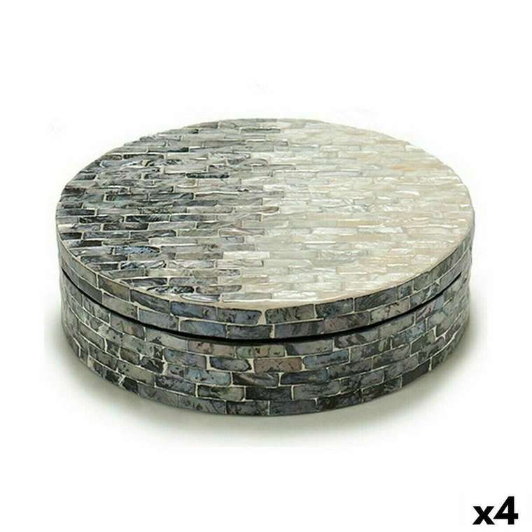 Декоративная коробка Белый Чёрный Серебристый Перламутр ДСП 25 x 8,5 x 25 cm (4 штук)