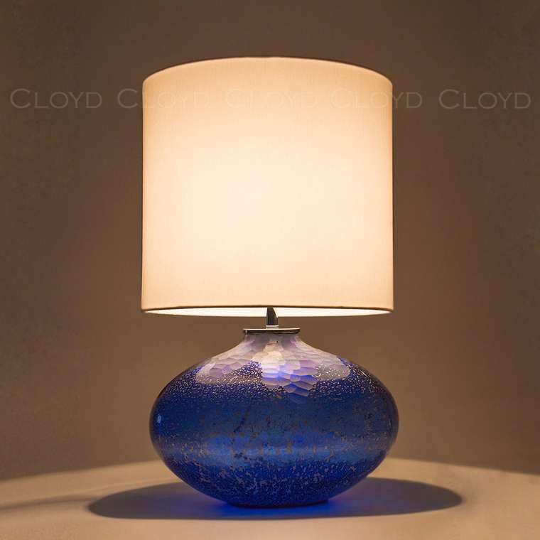 Настольная лампа Cloyd MIRIAM T1 / выс. 60 см - хром - синее стекло