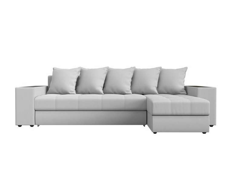 Угловой диван-кровать Дубай белого цвета (экокожа) правый угол