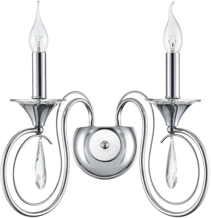 Бра Lumion Laoka 8032/2W металл/хрусталь, хром/прозрачный E14 2*40W 220V подсвечник с подвесками
