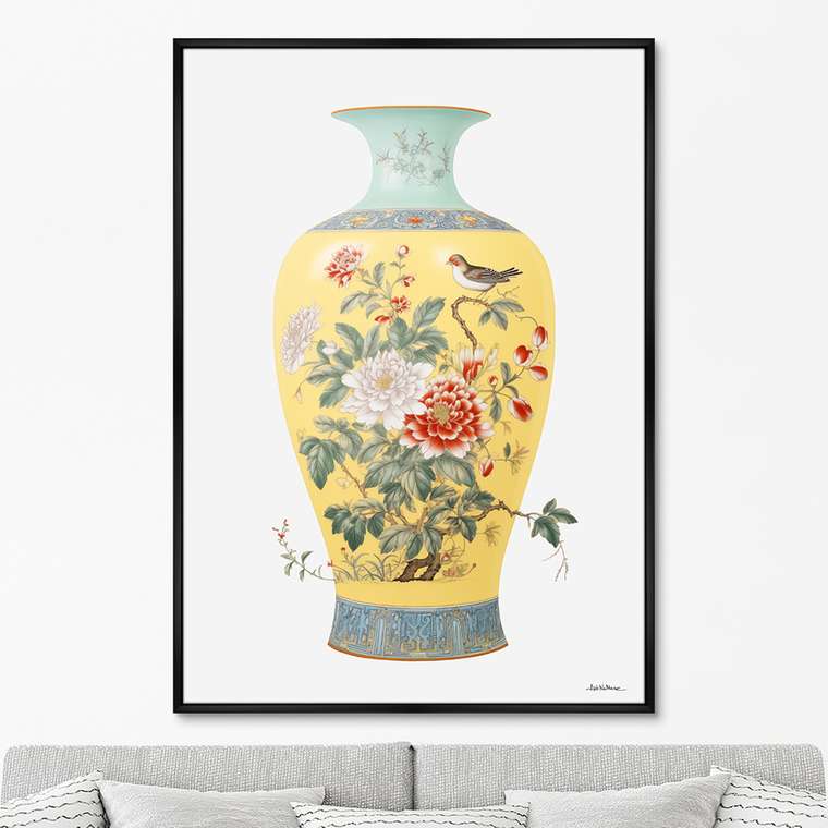 Репродукция картины China porcelain vase, light colors, No 2, 2024г.