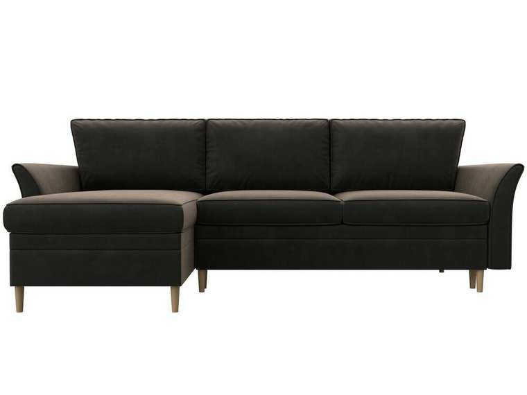 Угловой диван-кровать София коричневого цвета левый угол