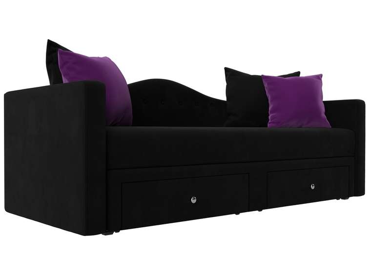 Прямой диван-кровать Дориан черного цвета