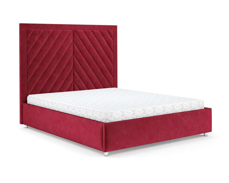 Кровать Мишель 160х190 красного цвета с подъемным механизмом (вельвет)