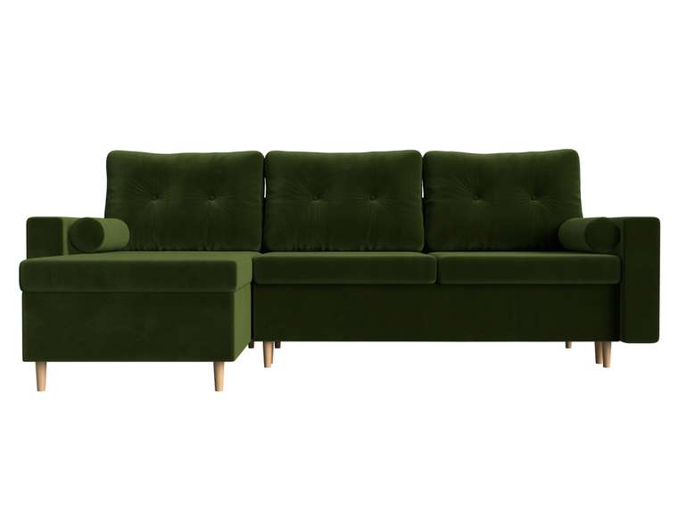 Угловой диван-кровать Белфаст зеленого цвета левый угол