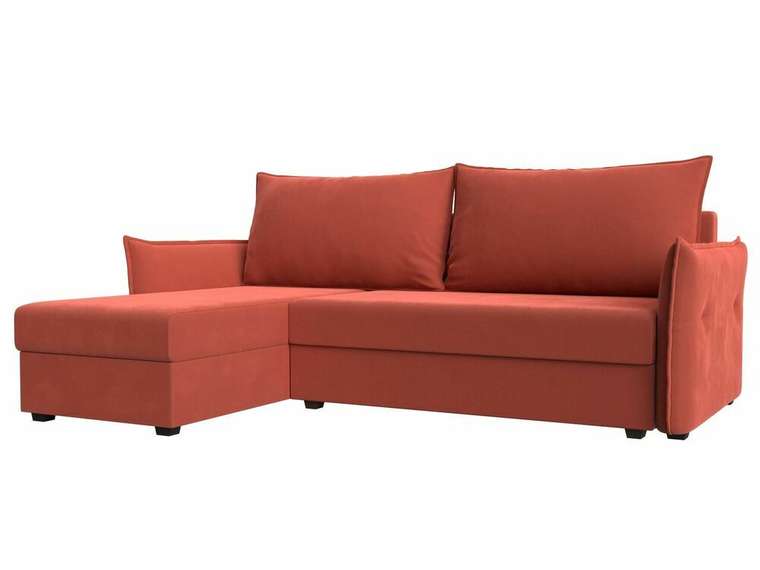 Угловой диван-кровать Лига 004 кораллового цвета угол левый