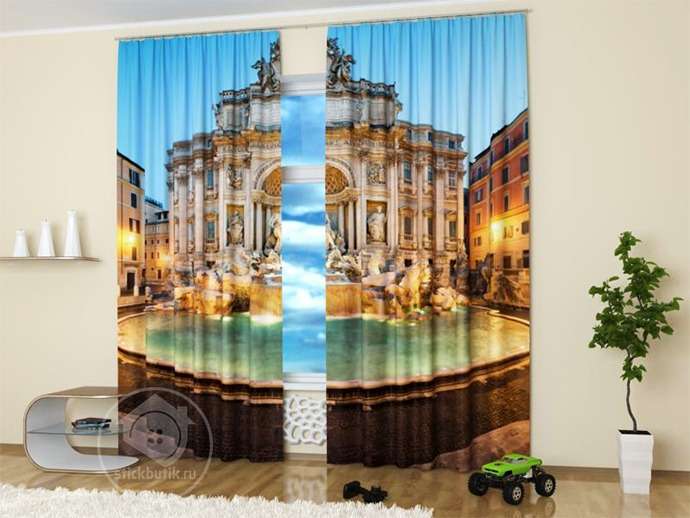 Фотошторы для гостиной: Королевский фонтан