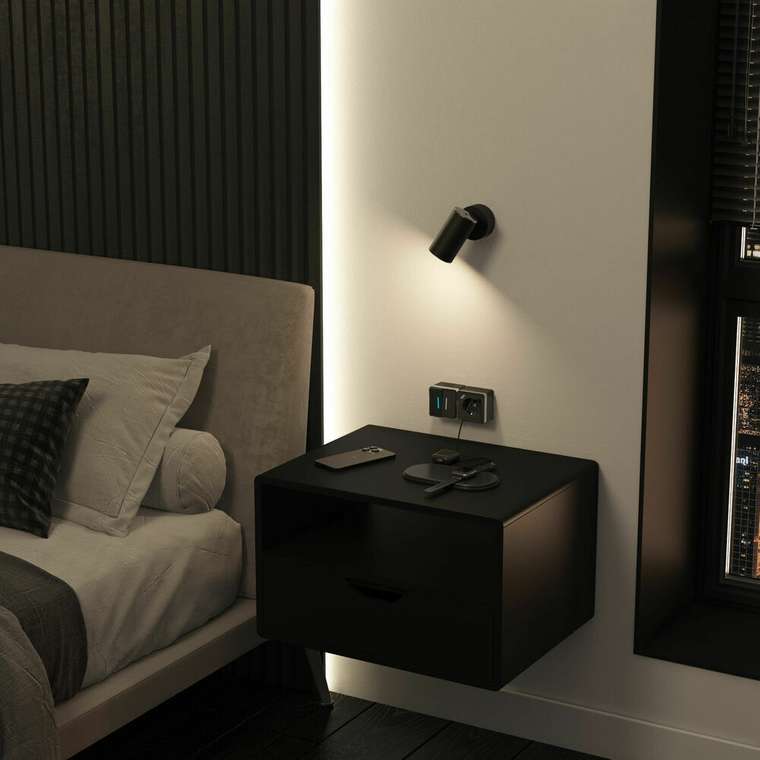 Розетка с заземлением, шторками и USB тип A+C Gallant чёрный хром W5071735 Накладные механизмы Gallant черный/хром