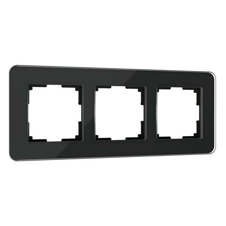 Рамка из стекла на 3 поста Elite черный W0032448