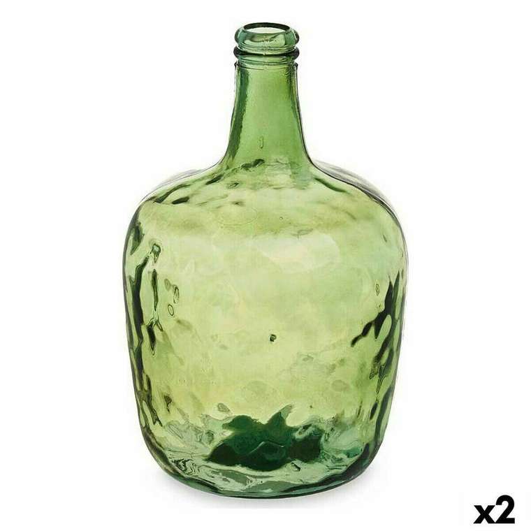 бутылка Плоский Декор Зеленый 22 x 37,5 x 22 cm (2 штук)