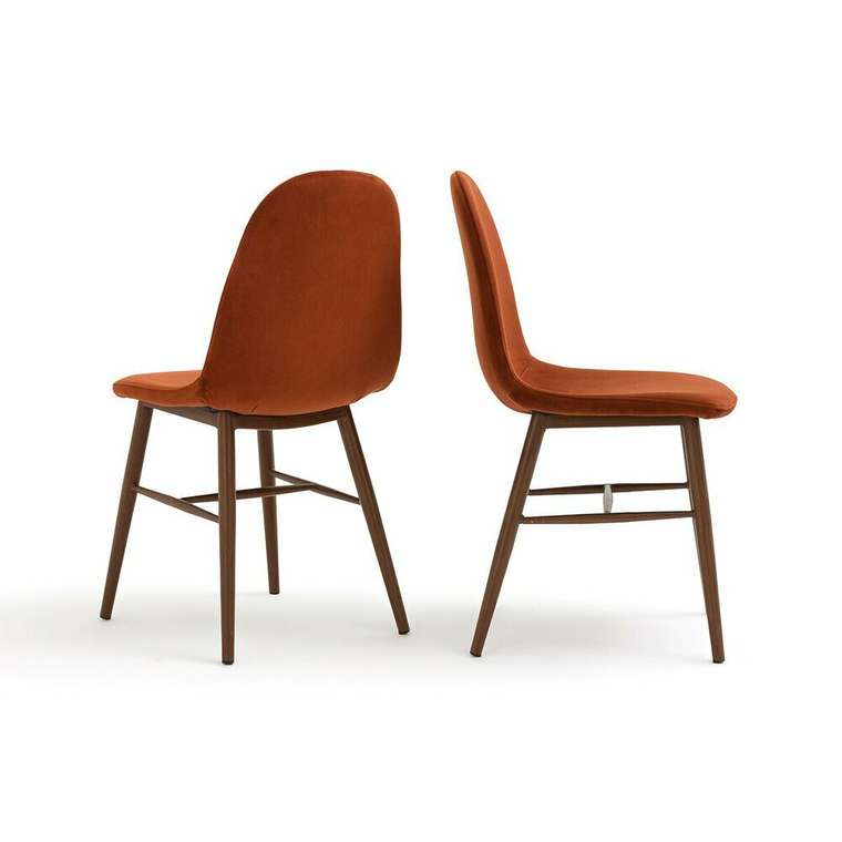 Комплект из двух стульев с обивкой из велюра Polina коричневого цвета