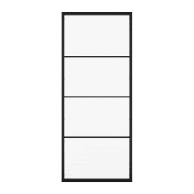 Металлическая перегородка Zonique 80х200 черного цвета с плёнкой имитирующей рифлёную поверхность