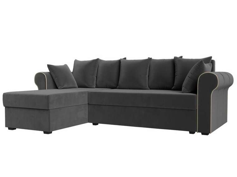 Угловой диван-кровать Рейн серого цвета левый угол