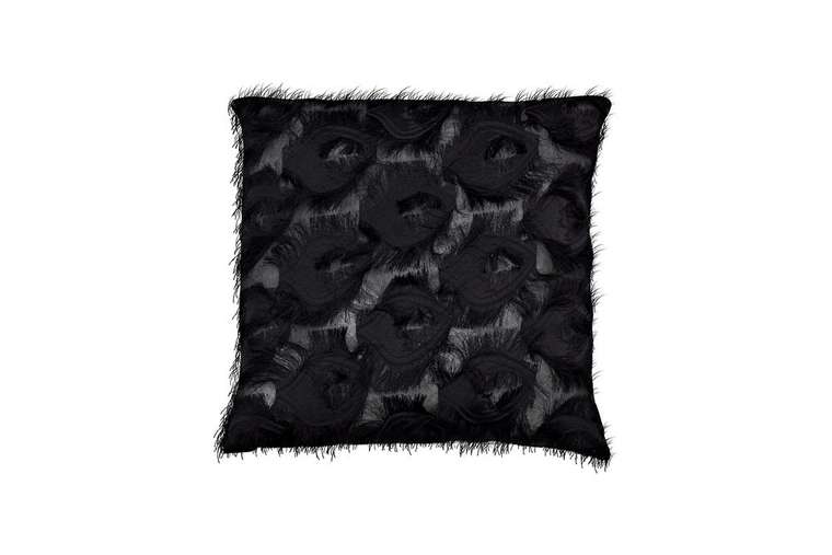 Подушка декоративная черная с кисточками