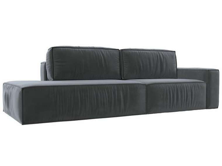 Прямой диван-кровать Прага модерн серого цвета подлокотник справа