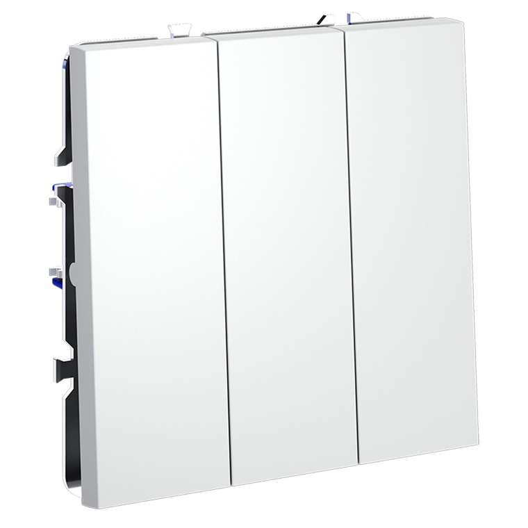 Выключатель встраиваемый VOLTUM S70 трехклавишный 10А, (белый матовый)