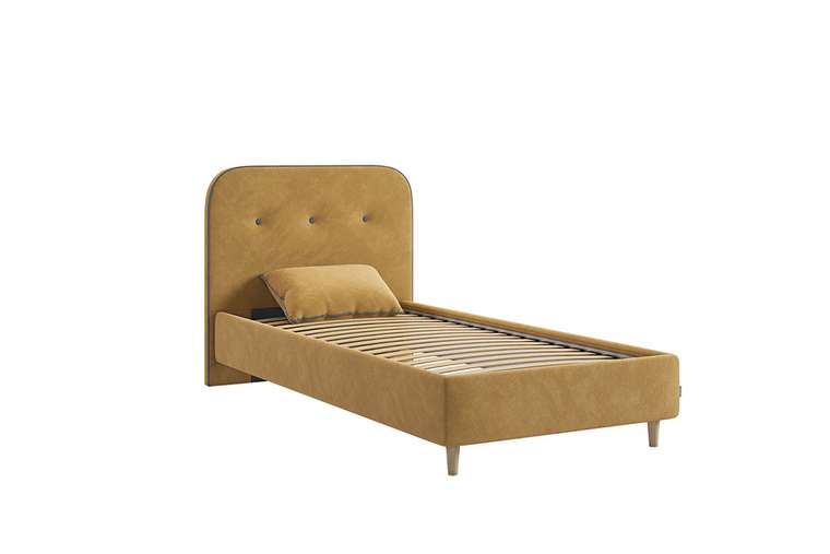 Кровать Лео 90х200 желтого цвета без подъемного механизма
