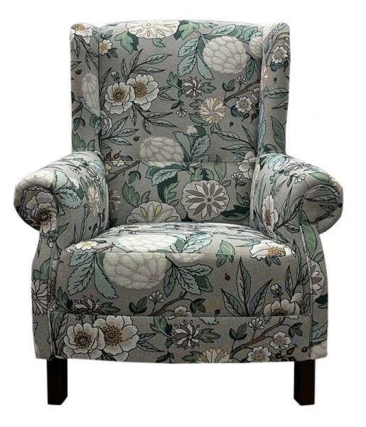 Кресло Цветущий шиповник серого цвета