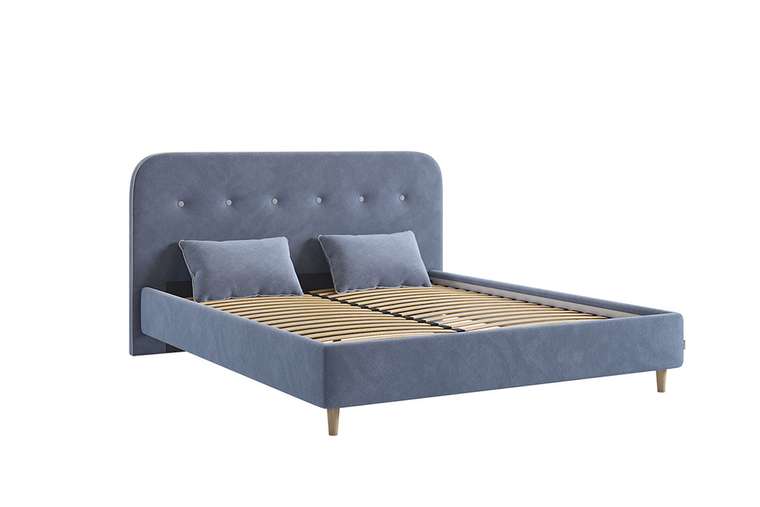 Кровать Лео 160х200 синего цвета без подъемного механизма