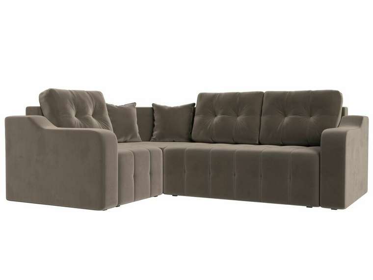 Угловой диван-кровать Кембридж светло-коричневого цвета левый угол