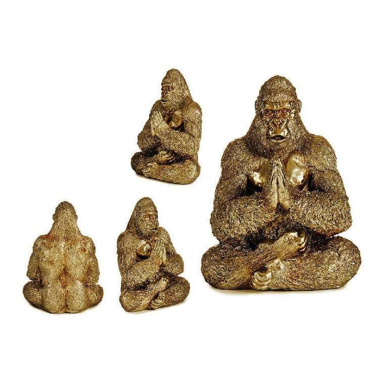 Декоративная фигура Горилла Yoga Позолоченный 16 x 27,5 x 22