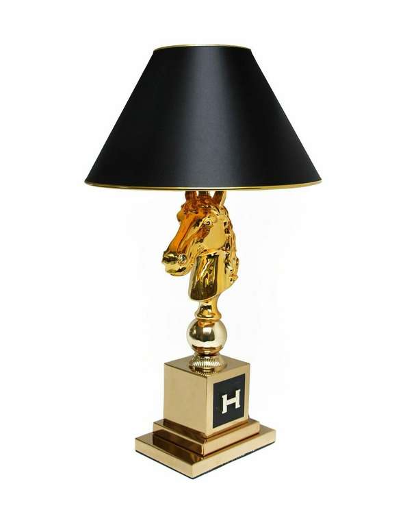 Настольная лампа Хорс черно-золотого цвета