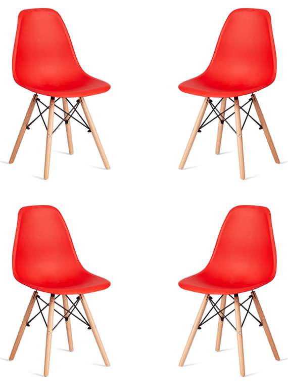 Набор из четырех стульев Cindy Chair красного цвета