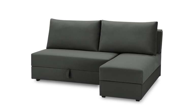 Угловой диван-кровать с оттоманкой Джелонг Лайт темно-серого цвета
