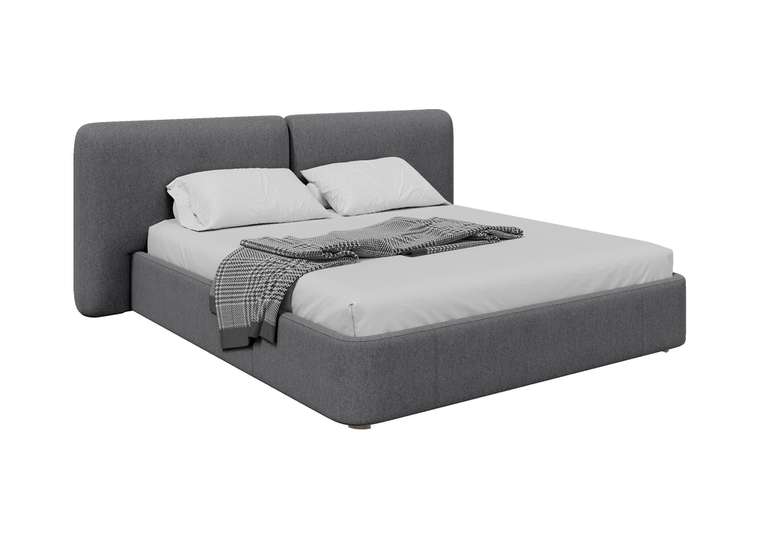 Кровать двуспальная Hub Soft 180х200 серого цвета с подъемным механизмом