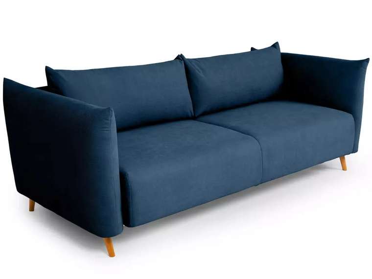 Диван-кровать Menfi темно-синего цвета с бежевыми ножками