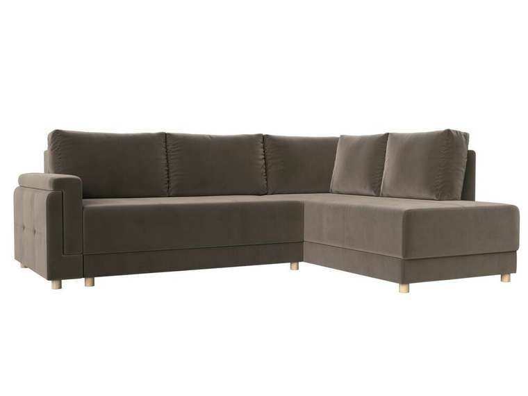Угловой диван-кровать Лига 024 коричневого цвета правый угол