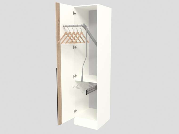 Шкаф с лифтом и брючницей Азарт Ш550.1 белого цвета левый