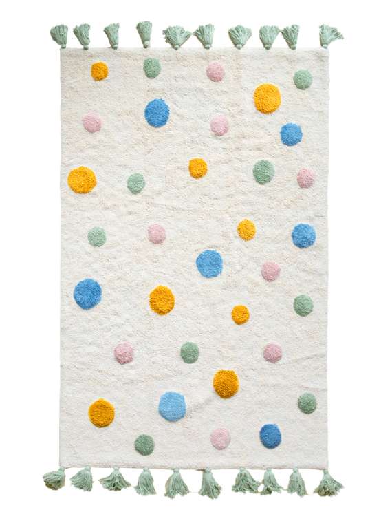 Хлопковый ковер Lovely Dots 120х180 белого цвета