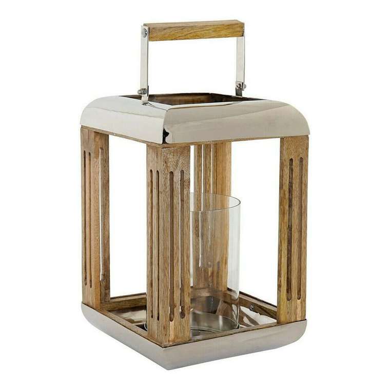 Фонарь DKD Home Decor Серебряный Металл Стеклянный (23 x 23 x 36 cm)