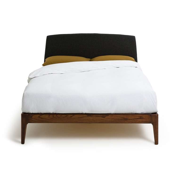Кровать с основой под матрас и изголовьем Agura 160х200 серого цвета