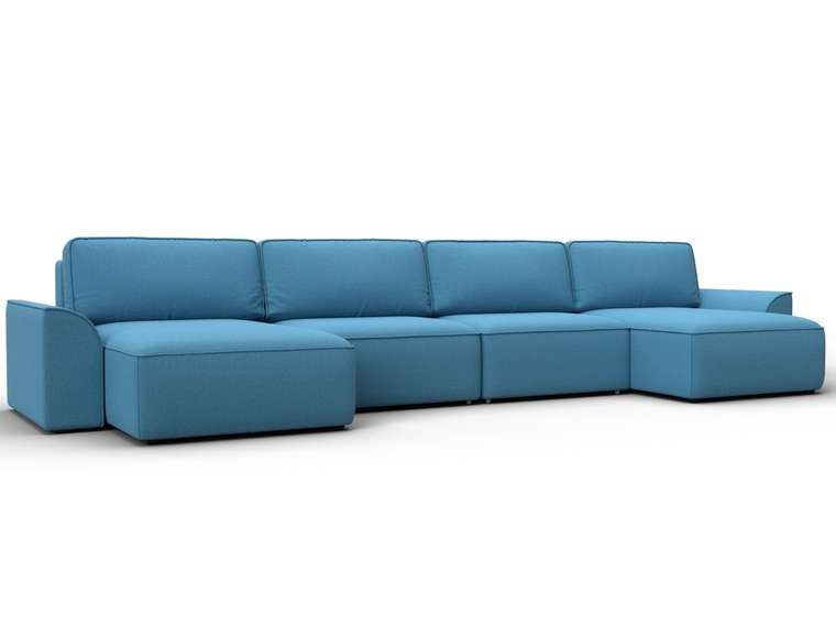 Угловой диван-кровать Лига-048 лонг голубого цвета