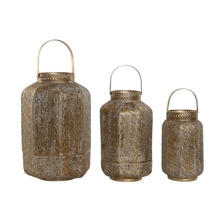 Свечи Набор подсвечников Home ESPRIT Позолоченный Металл 25 x 25 x 40 cm