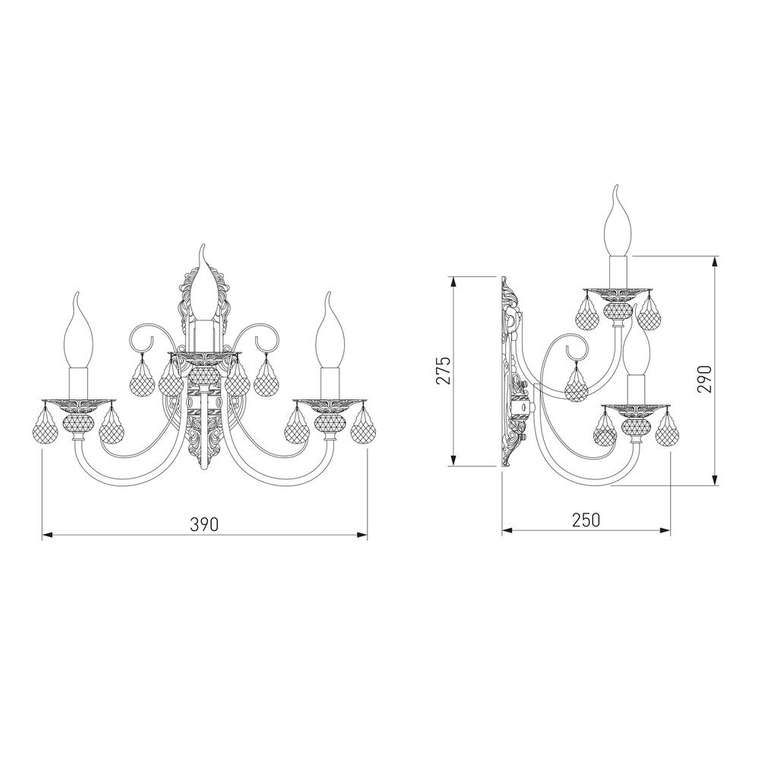 Настенный светильник с хрусталем 3305/3 Alda