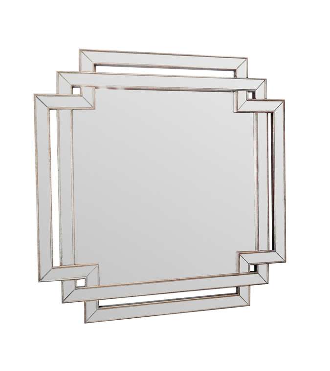 Настенное зеркало Cruser 110х110 в раме серебряного цвета