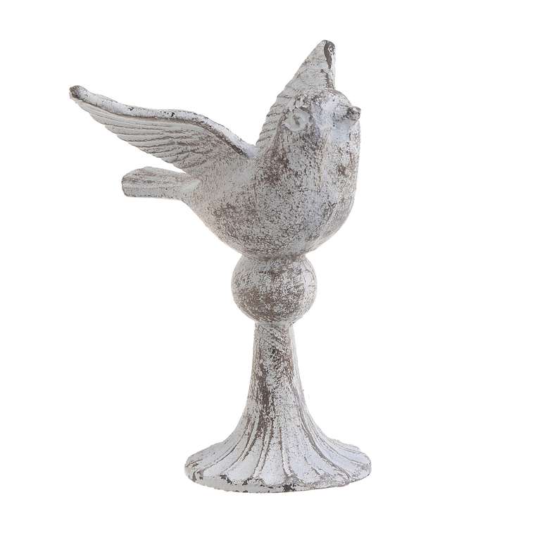 Статуэтка птицы из металла молочного цвета