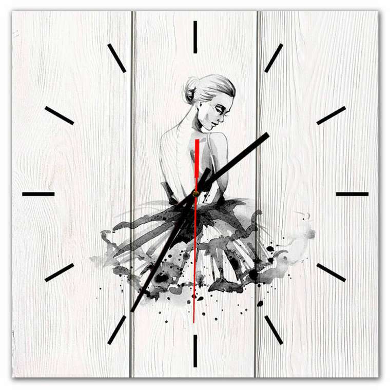 Настенные часы Балерина 30х30 серого цвета