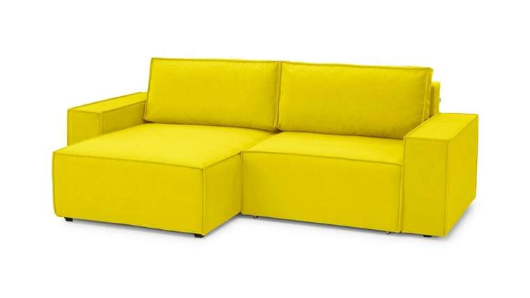 Угловой диван-кровать с оттоманкой Софт 2 желтого цвета