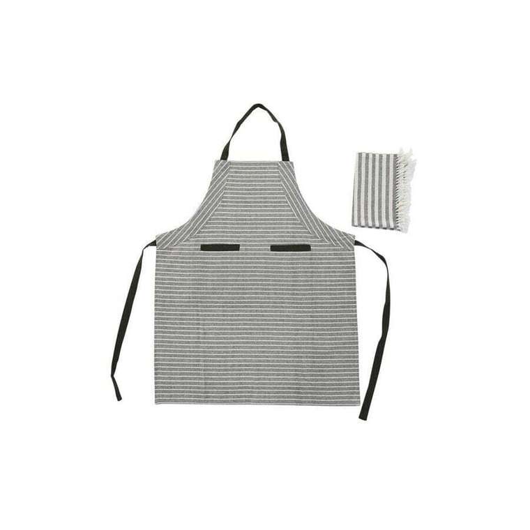 Рукавицы, прихватки, фартуки Фартук с карманом DKD Home Decor 70 x 1 x 85 см Серый Хлопок Белый Зеленый