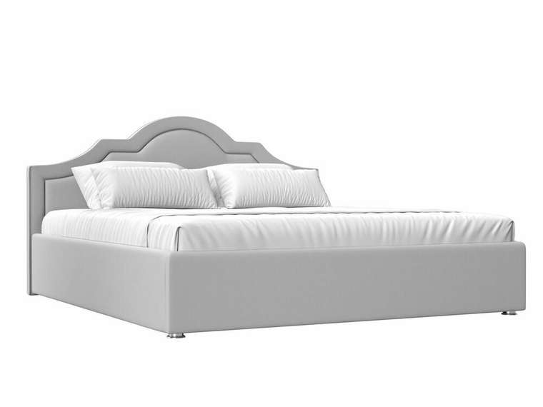 Кровать Афина 160х200 белого цвета с подъемным механизмом (экокожа)